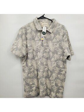 Mason Row Meadow Short Sleeve Print Jacquard Polo Shirt Top Men Size Medium NWT